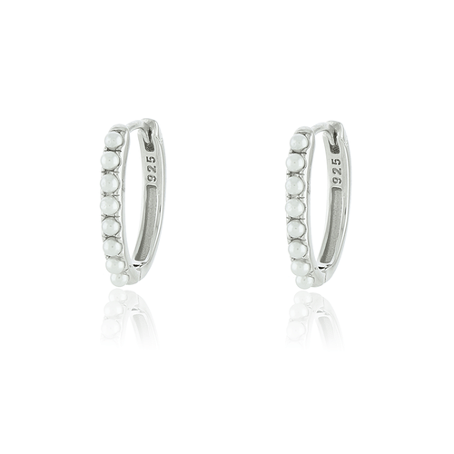 Argola Oval Metade Pérolas