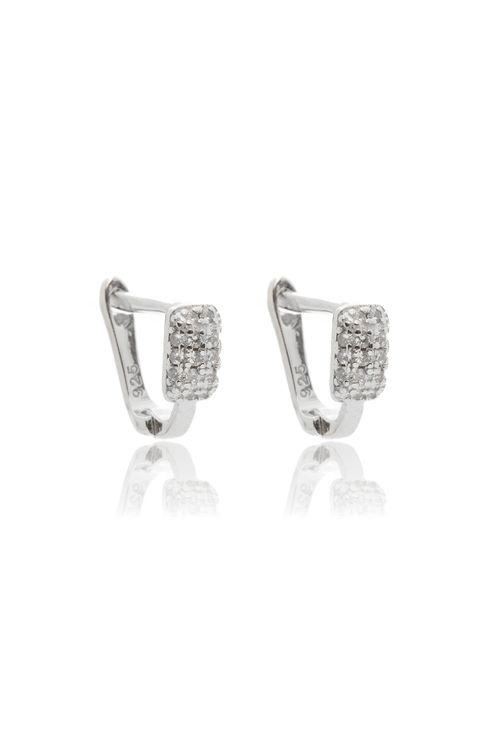 Argola Oval Retângulo Cravejado Alto
