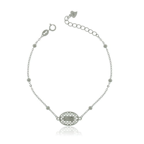 Pulseira Nossa Senhora Oval Trabalhado Bolinhas
