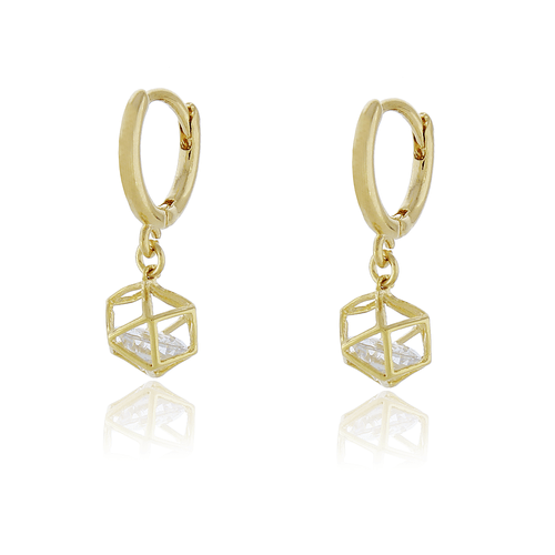 Argola Hexágono Vazado Cristal