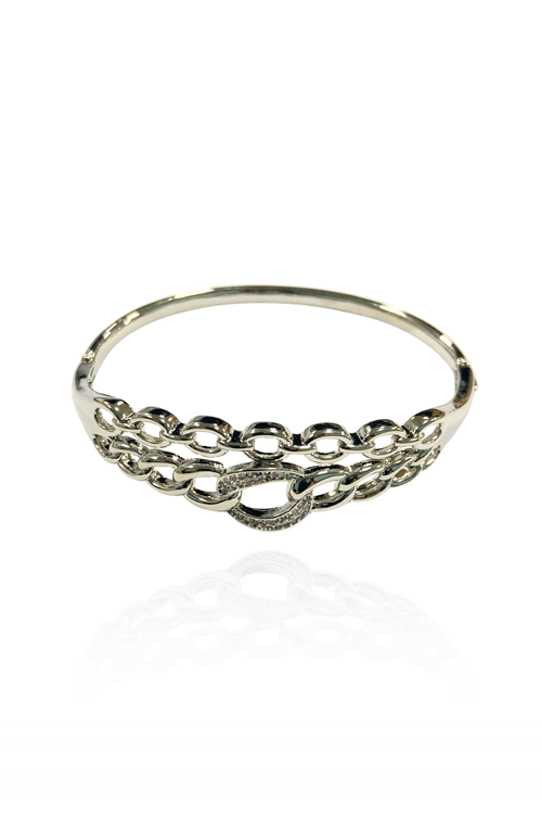 Bracelete Aro Elos Duas Voltas Cravejado Meio