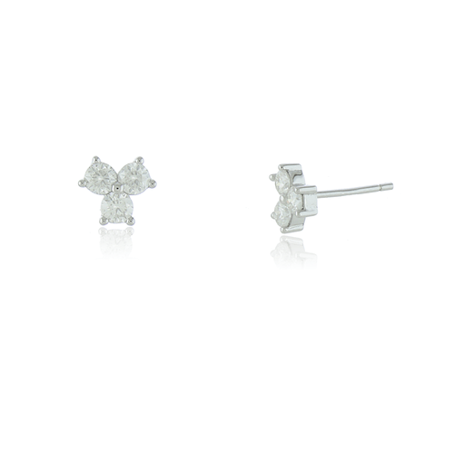 Brinco Moissanite Três Pedras Círculos