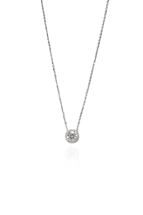 Colar Moissanite Pedra Círculo Volta Cravejada