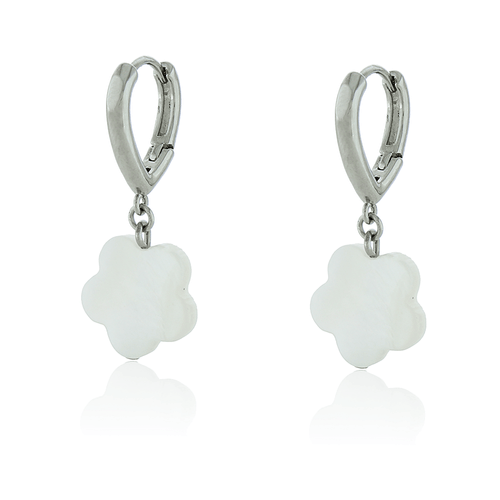 Argola Gota Flor Madrepérola