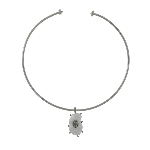 Choker Aro Pérola Orgânica Pedra Oval