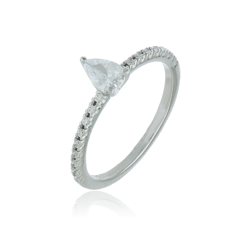 Anel Mini Pedra Gota Metade Cravejado