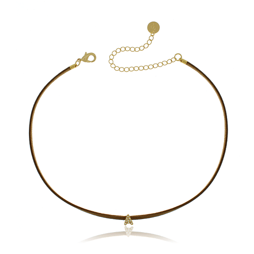 Choker Fio de Couro Letra Cravejada