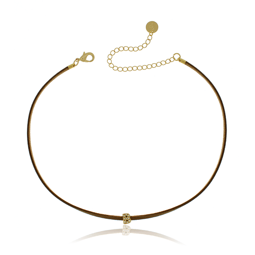 Choker Fio de Couro Letra Cravejada