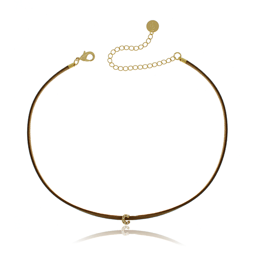 Choker Fio de Couro Letra Cravejada