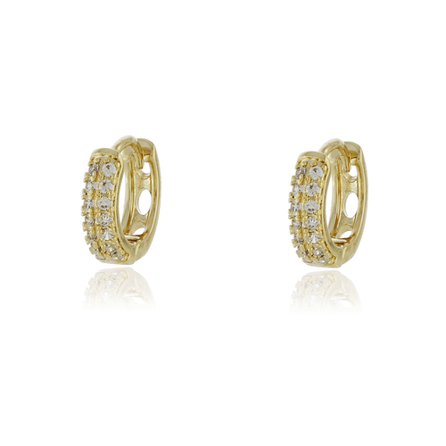 Argola Duas Voltas Metade Cravejada Ovais Vazados