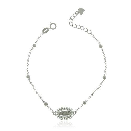 Pulseira Nossa Sra Volta Cravejada Pontos de Luz Bolinhas