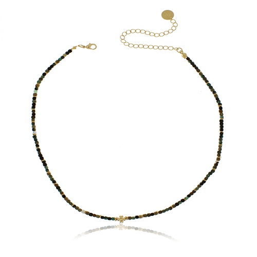 Choker Cristais Trevo Rondelas
