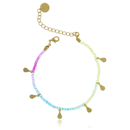 Pulseira Cristais Gotas Lisas Penduradas