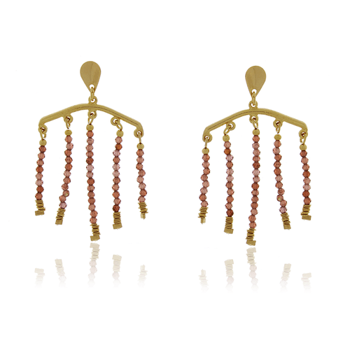 Brinco Gota Fios Cristais Pendurados