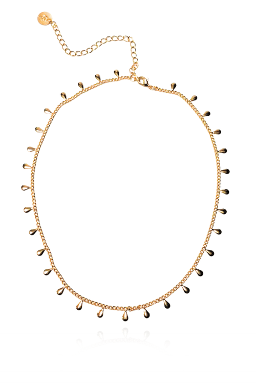 Choker Corrente Batida Fina Gotinhas Lisas Penduradas