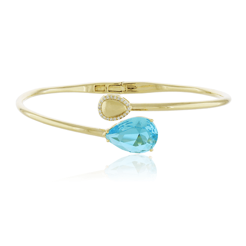 Bracelete Pedra Gota Trabalhada Volta Cravejada
