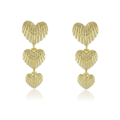 Brinco Três Corações Riscados