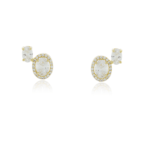 Ear Cuff Duas Pedras Ovais Volta Cravejada