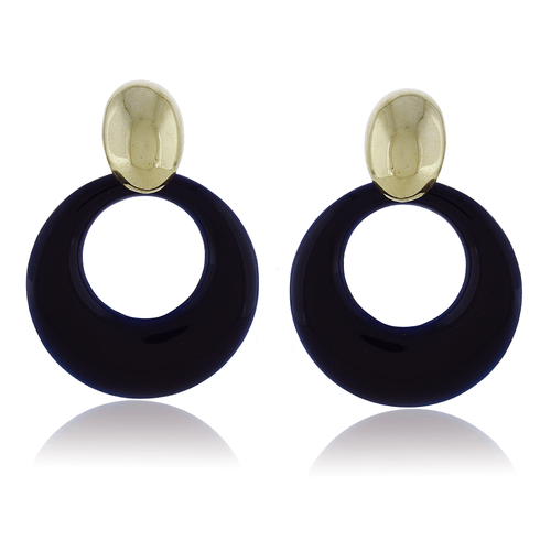 Brinco Botão Círculo Vazado Resina