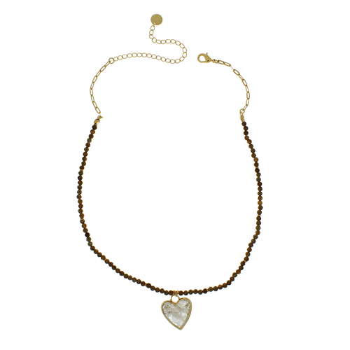 Colar Carty Cristais Pedra Coração Natural