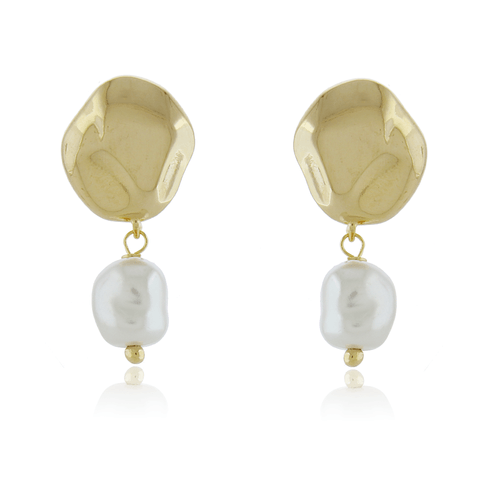 Brinco Oval Martelado Pérola