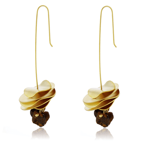 Brinco Anzol Placas Onduladas Cascalhos Olho de Tigre