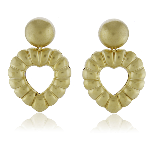 Brinco Oval Coração Vazado Volta Trabalhada