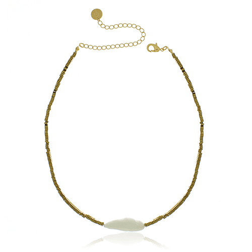 Choker Hematitas Pérola