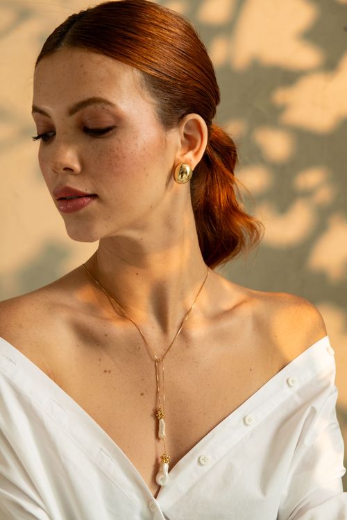Colar Longo Veneziana Cacho Bolinhas Pérolas