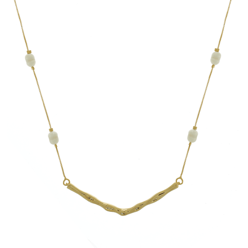 Colar Pérolas Barrocas V Martelado Pontos de Luz