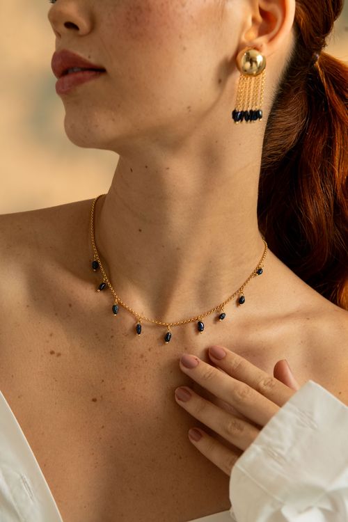 Colar Pérolas Black Penduradas