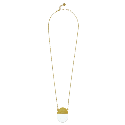 Colar Longo Palitos Torcidos Pedra Cristal Base Oval Lisa