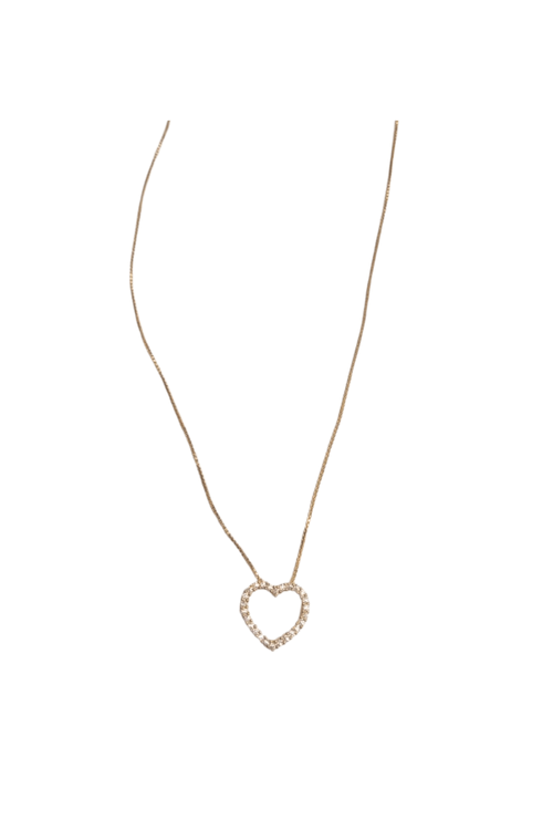 Colar Coração Vazado Volta Cravejada