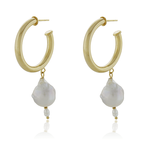 Argola Lisa Pérola Barroca Arroz Bolinhas