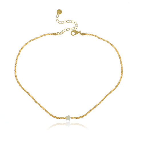 Choker Cristais Estrela Madrepérola