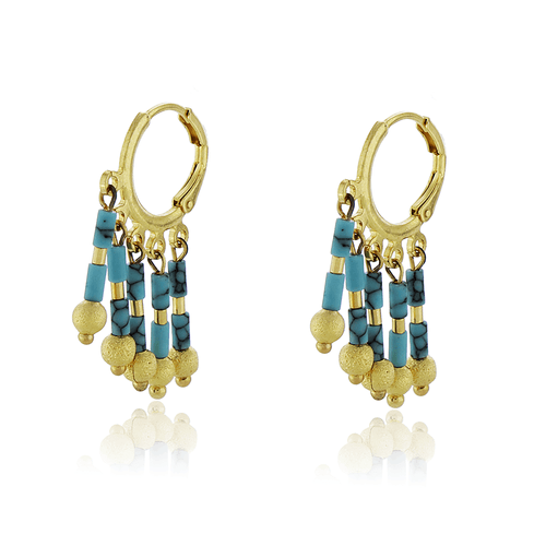 Argola Canutilhos Turquesa Liso Bolinhas Brilhosas