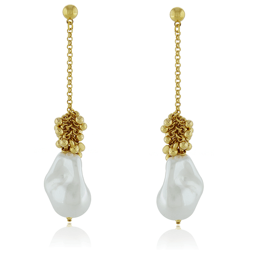 Brinco Corrente Cacho Bolinhas Pérola