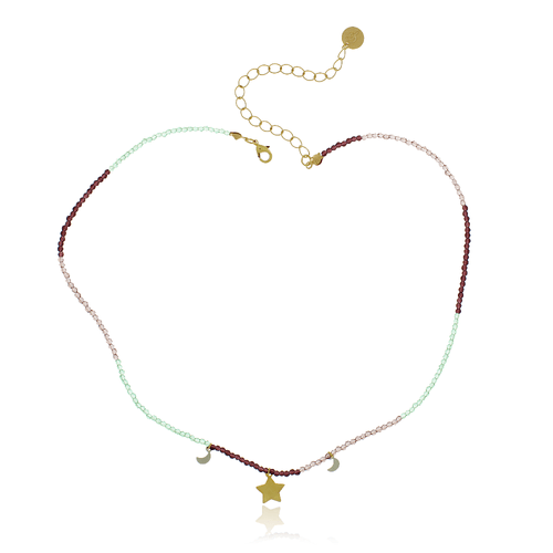 Colar Cristais Lua Estrela