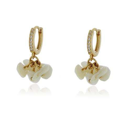 Argola Metade Cravejada Cascalhos Madrepérolas