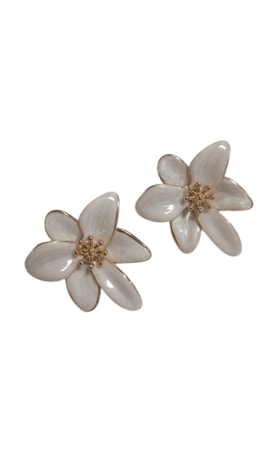 Brinco Flor Esmaltada Brilhosa Miolo Bolinha