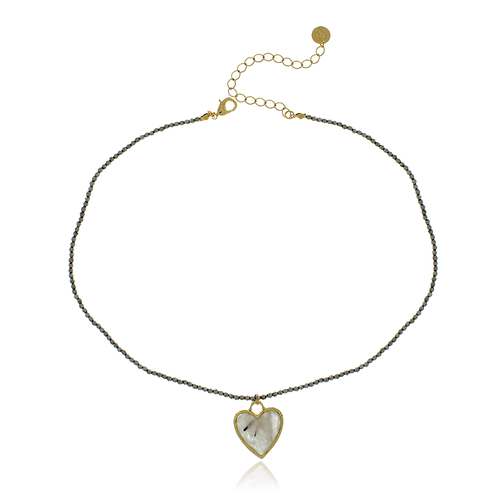 Colar Cristais Pedra Coração Volta Lisa