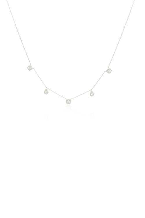 Colar Pedras Gotas Quadradas Volta Cravejada