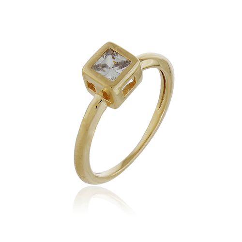 Anel Pedra Quadrada Volta Lisa