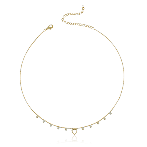 Colar Coração Vazado Pontos de Luz