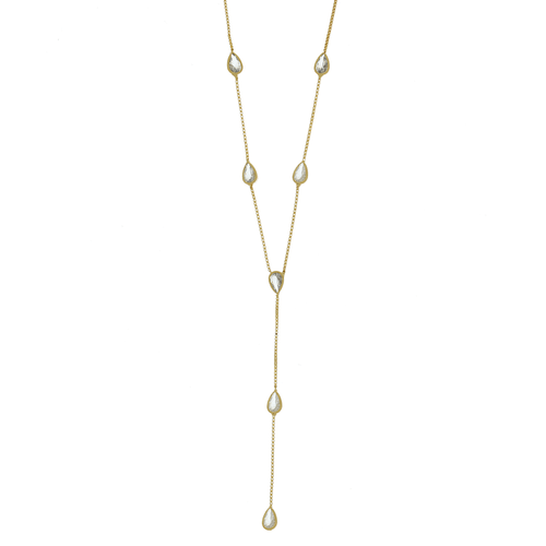 Colar Gravata Pedras Gotas Volta Canetada