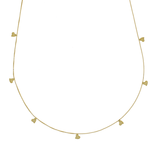 Colar Longo Corações Lisos Pendurados