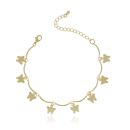 Pulseira Palitos Curvados Borboletas Lisas Penduradas