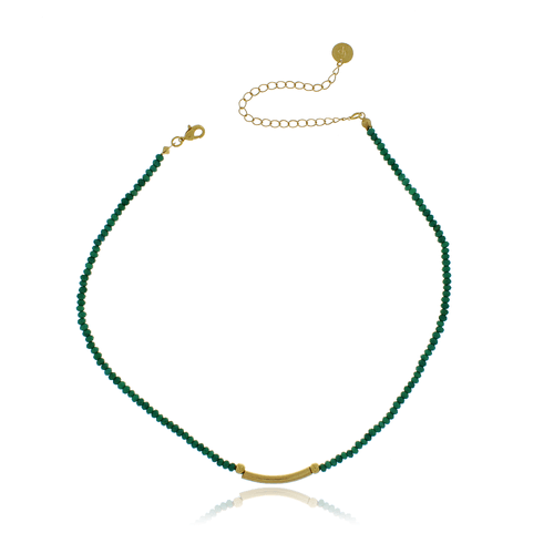 Choker Cristais Tubo Curvado Bolinha