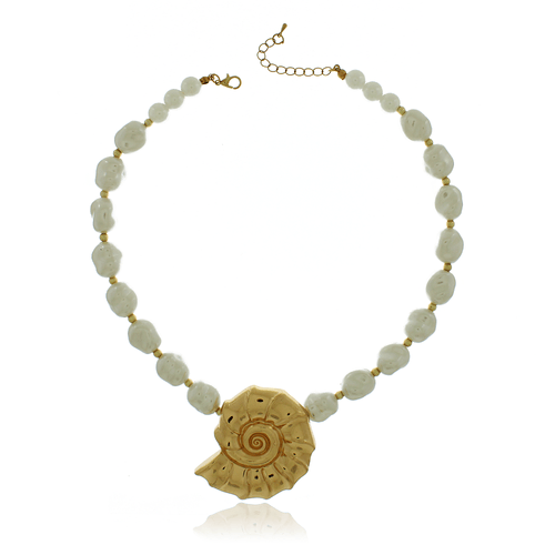 Colar Pérolas Bolinhas Concha