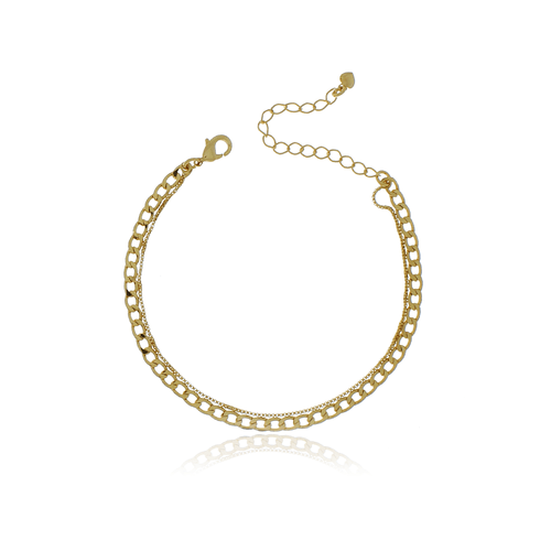 Pulseira Dupla Corrente Elos Batidos Veneziana